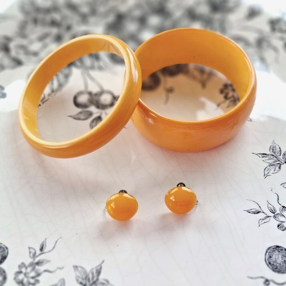 Vintage Bakelite Bracelets and Antique Earrings